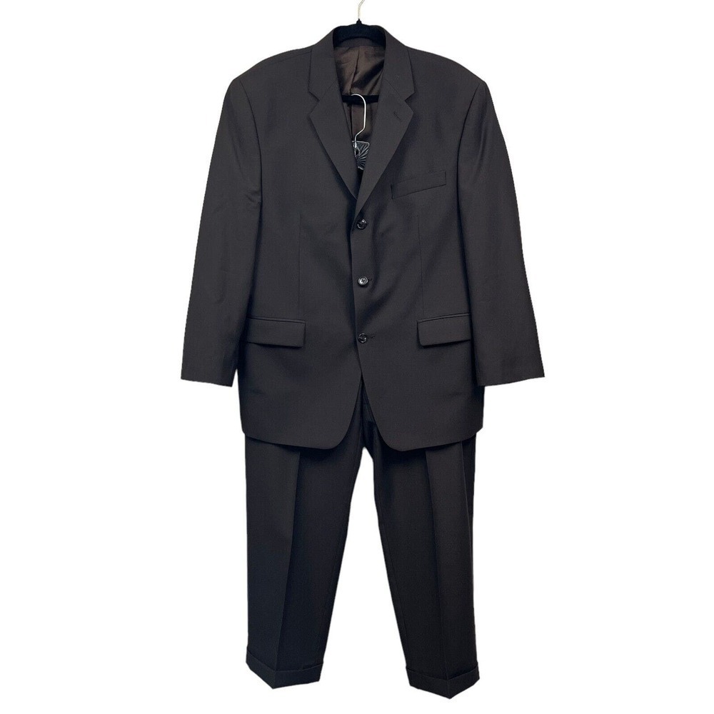 Calvin Klein Lord Taylor 2 Pc Suit Wool 3 Button Single Vent Brown Men Size 42 S